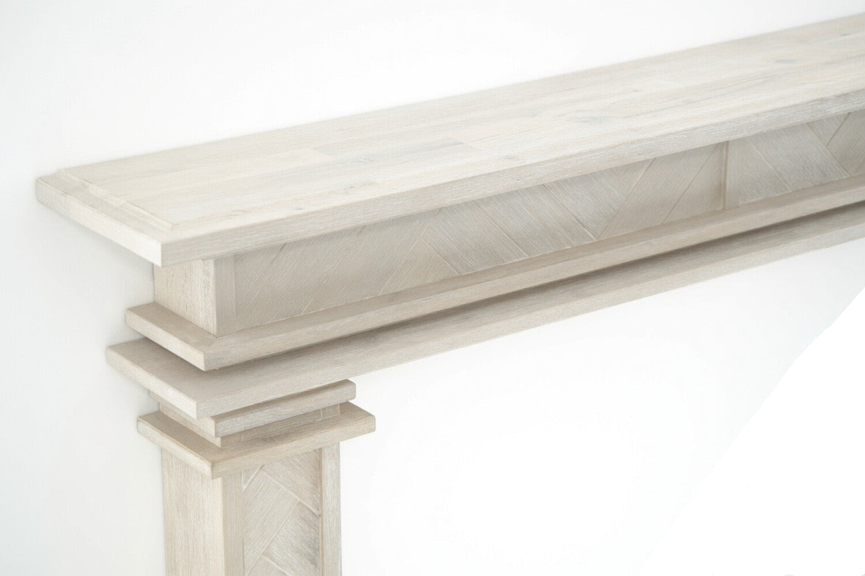 1.7m Full Fireplace Mantel Surround | Solid Acacia Hardwood | White