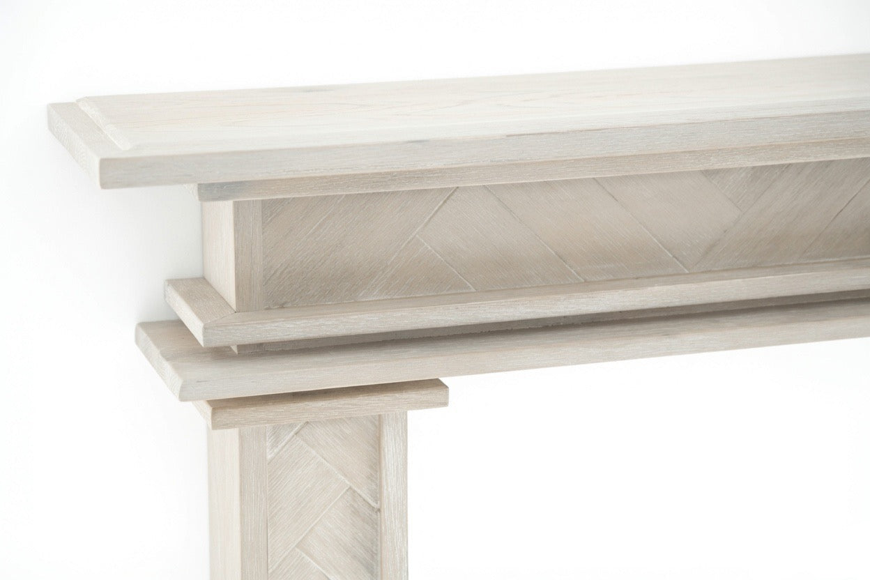 1.5m Full Fireplace Mantel Surround | Solid Acacia Hardwood | White