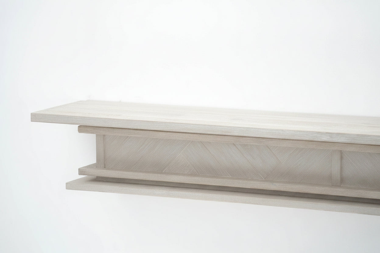 1.7m Floating Fireplace Mantel | Solid Acacia Hardwood | White