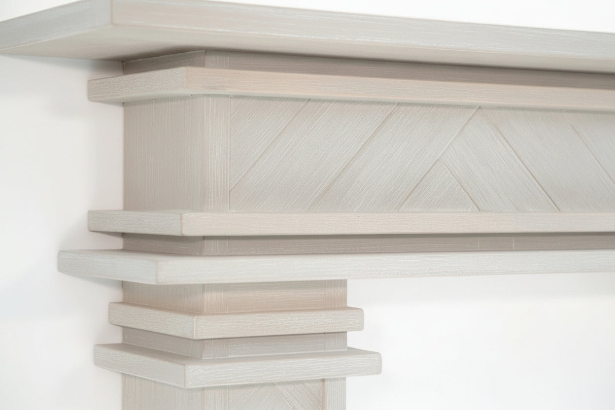 1.7m Full Fireplace Mantel Surround | Solid Acacia Hardwood | White