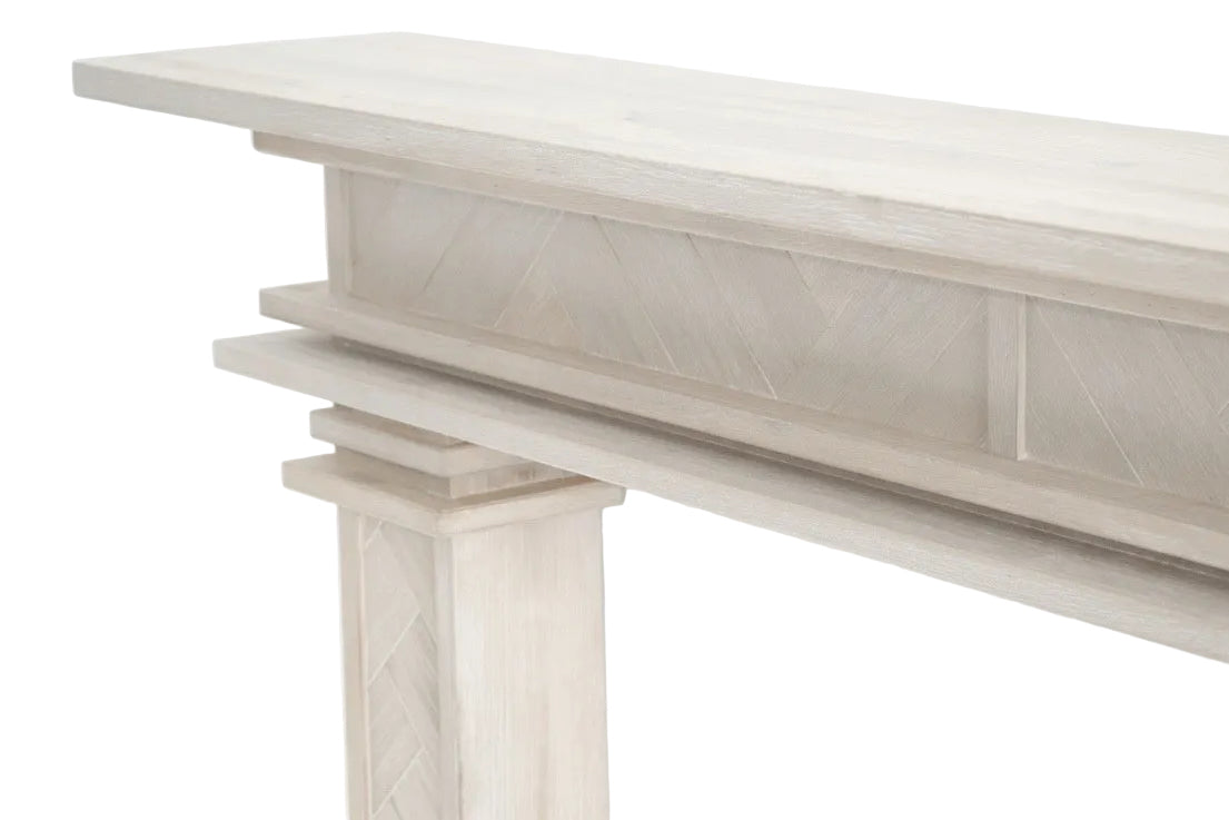 1.7m Full Fireplace Mantel Surround | Solid Acacia Hardwood | White