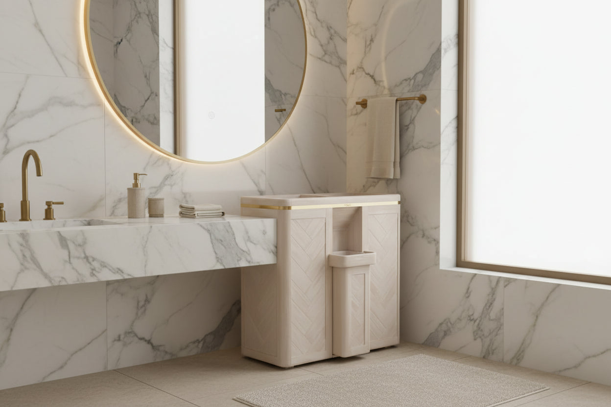 Double Laundry Hamper with Delicates Drawer | White