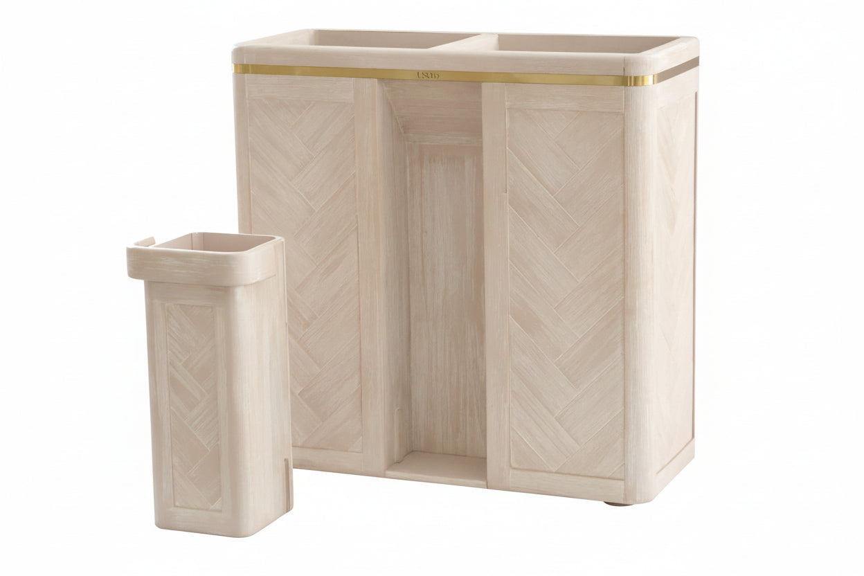 Double Laundry Hamper with Delicates Drawer | White