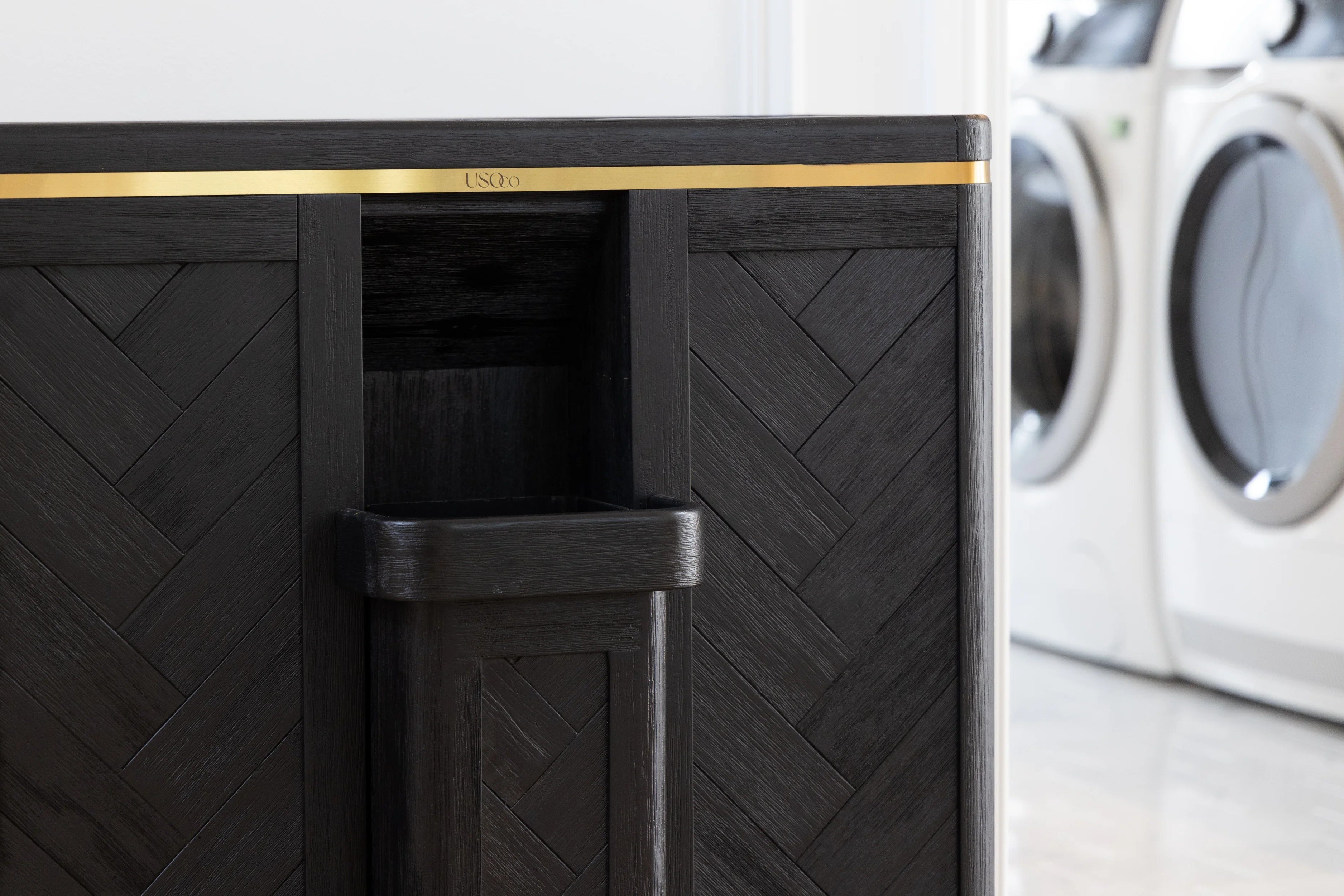 Double Laundry Hamper with Delicates Drawer | Black