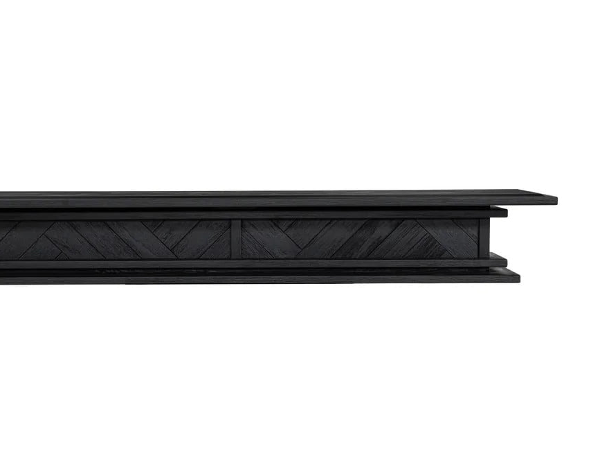 1.5m Floating Fireplace Mantel | Solid Acacia Hardwood | Black