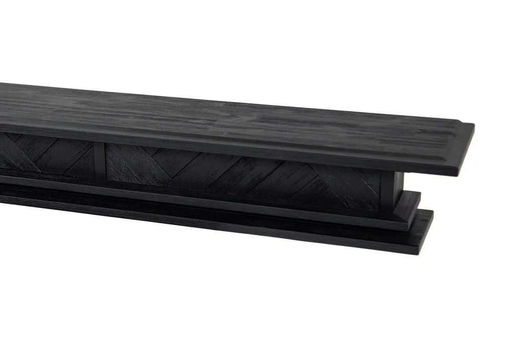 1.7m Floating Fireplace Mantel | Solid Acacia Hardwood | Black