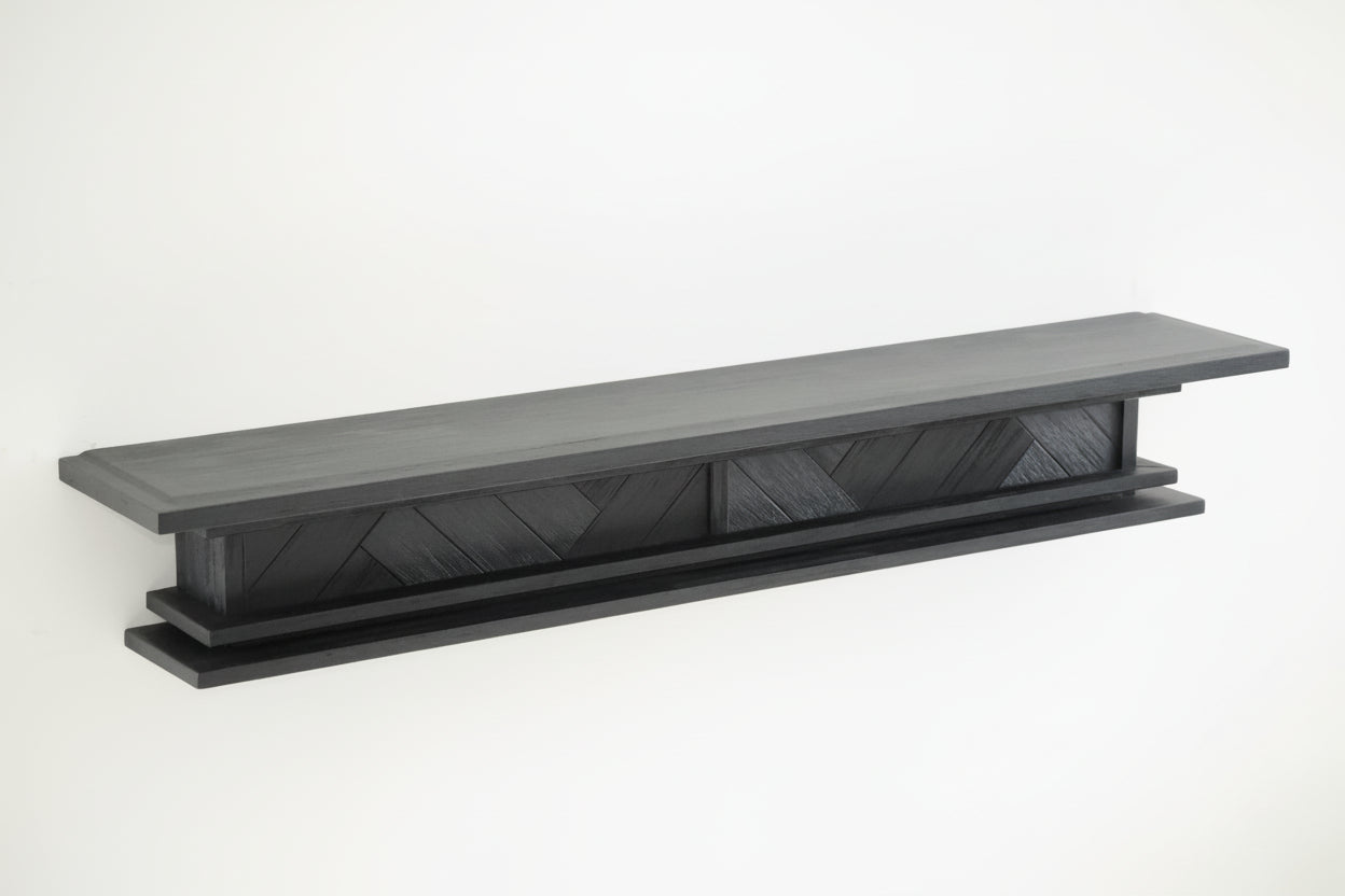 1.5m Floating Fire Mantel | Solid Hardwood | Black
