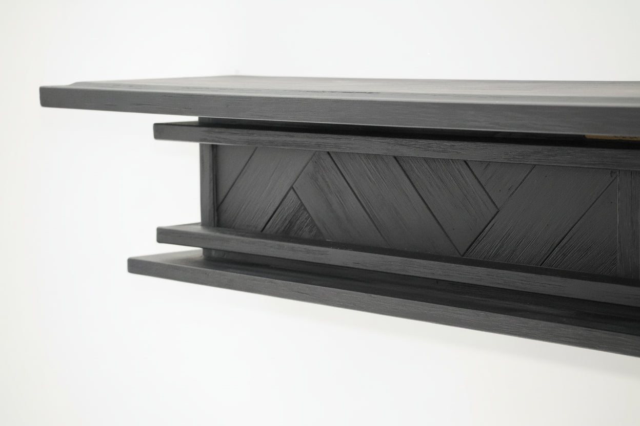 1.7m Floating Fire Mantel | Solid Hardwood | Black