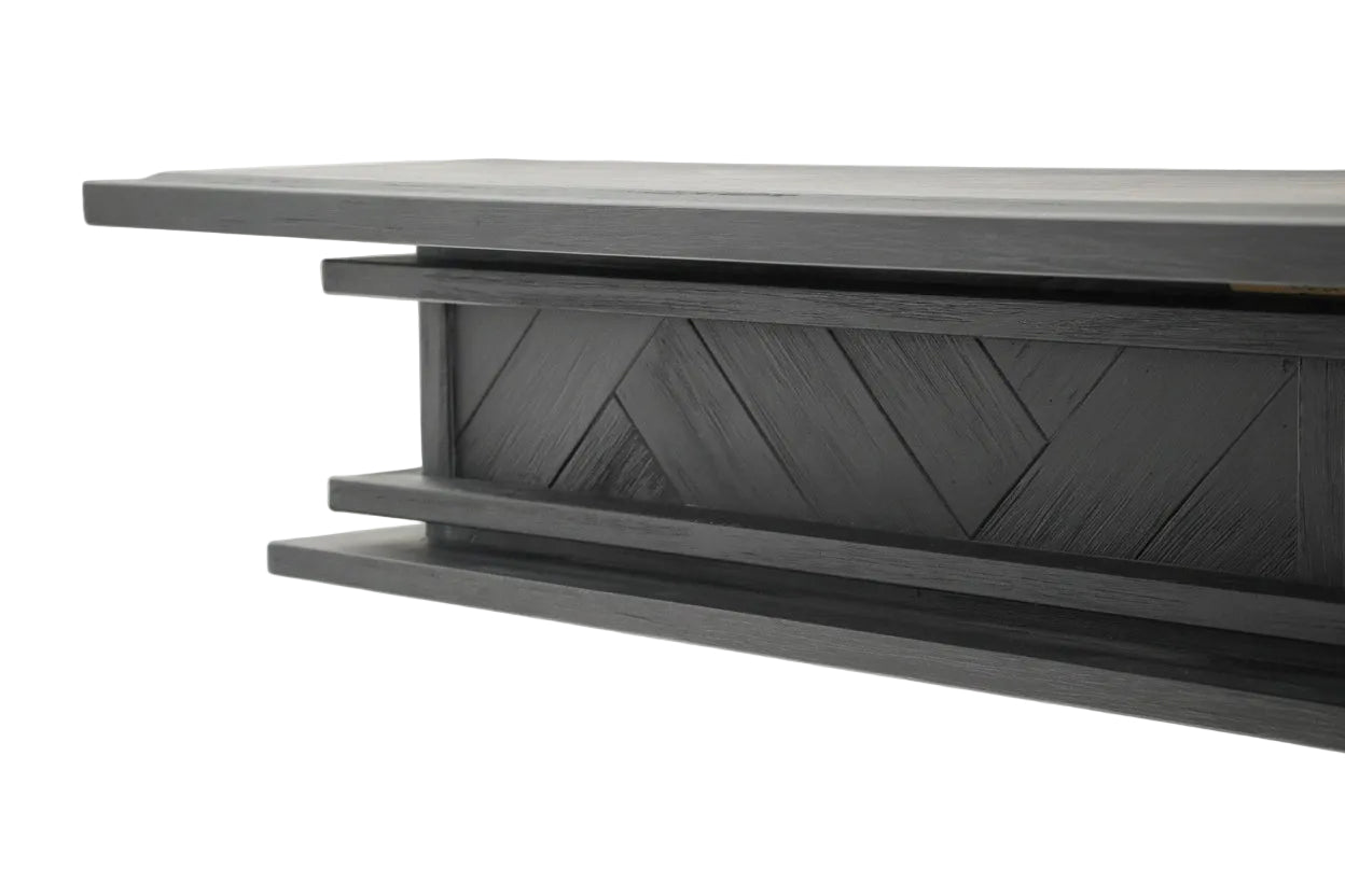 1.7m Floating Fireplace Mantel | Solid Acacia Hardwood | Black