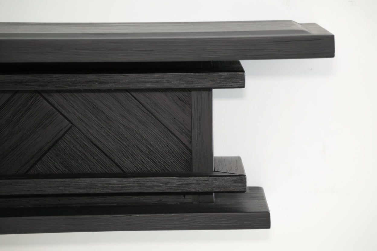 1.5m Floating Fire Mantel | Solid Hardwood | Black