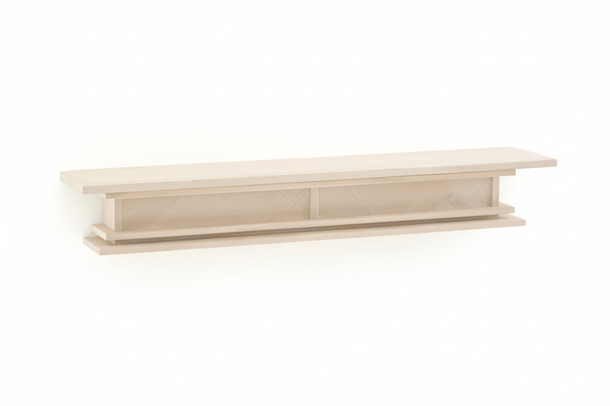 1.5m Floating Fire Mantel | Solid Hardwood | White Wash