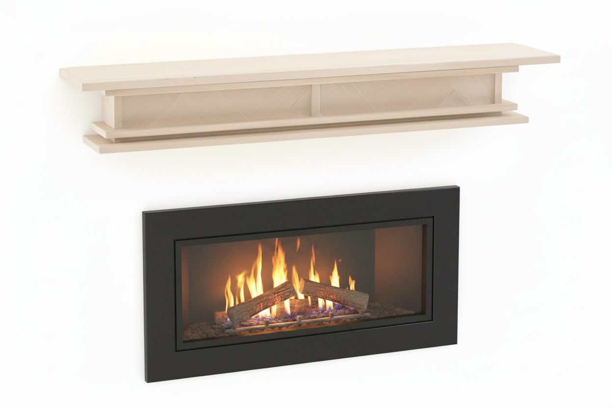 1.5m Floating Fireplace Mantel | Solid Acacia Hardwood | White