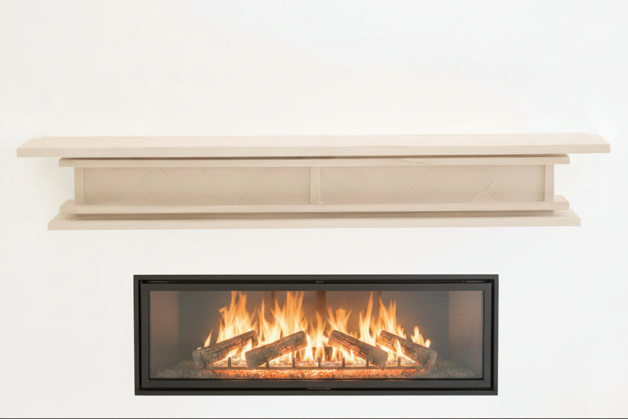 1.5m Floating Fireplace Mantel | Solid Acacia Hardwood | White