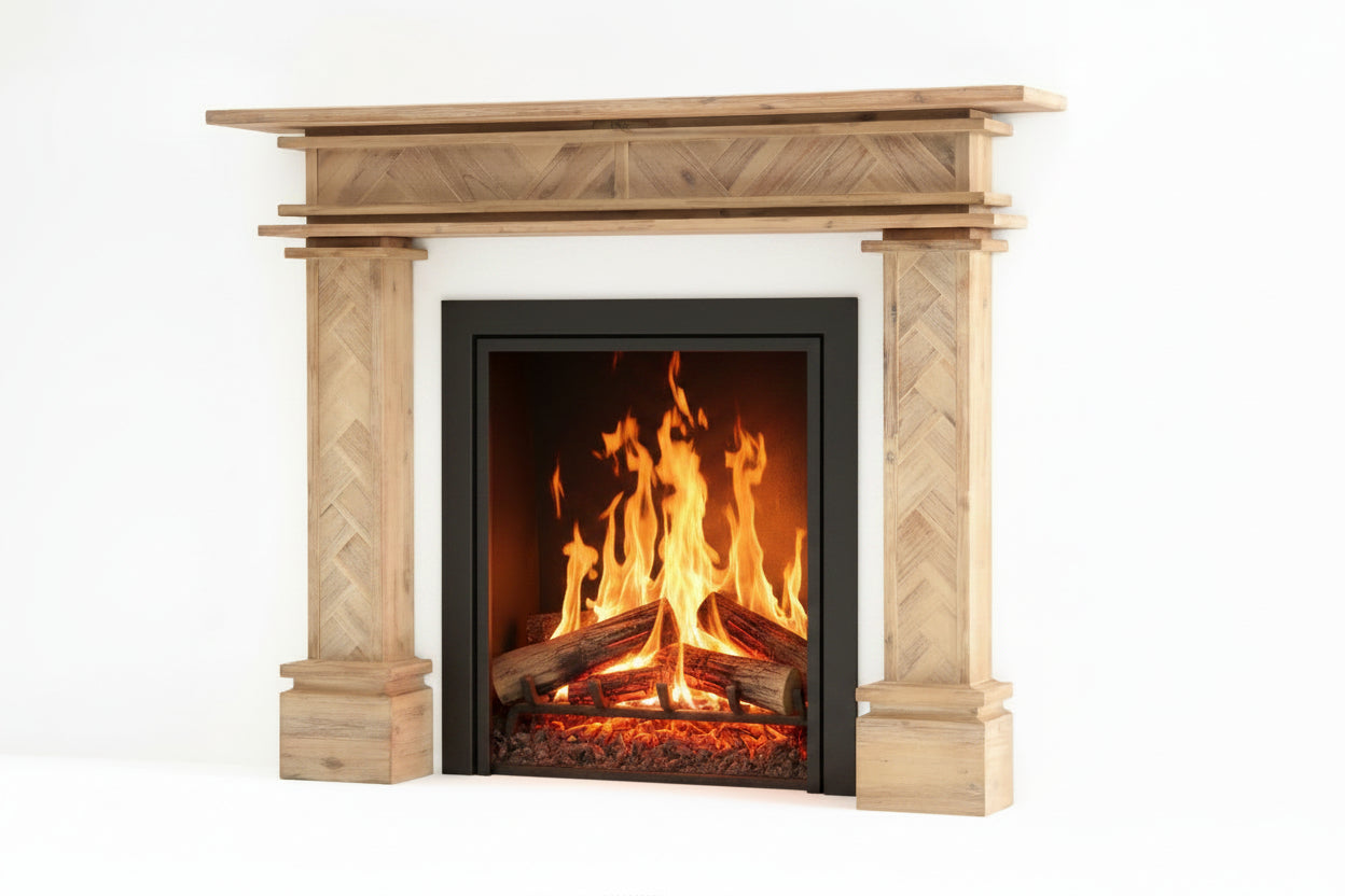 1.5m Full Fireplace Mantel Surround | Solid Acacia Hardwood | Natural Timber
