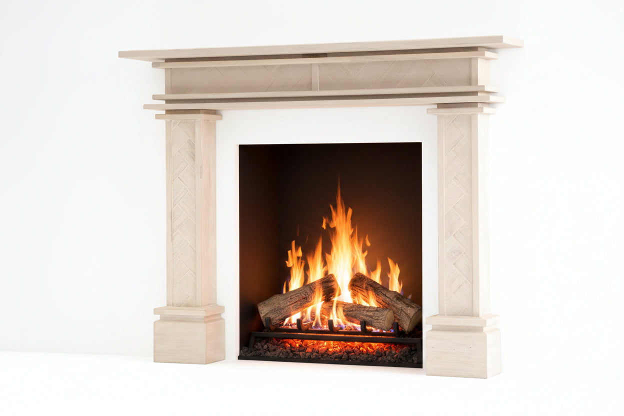 1.5m Full Fireplace Mantel Surround | Solid Acacia Hardwood | White