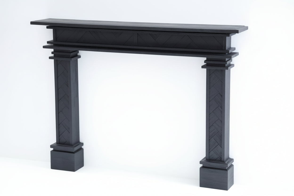 1.7m Full Fireplace Mantel Surround | Solid Acacia Hardwood | Black