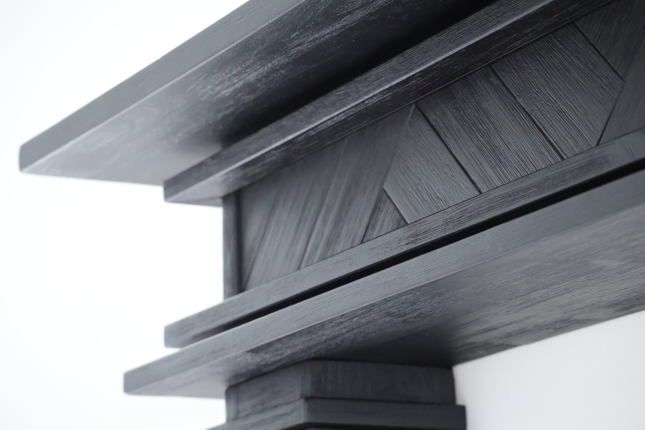 1.7m Full Fire Mantel Surround | Solid Hardwood | Black