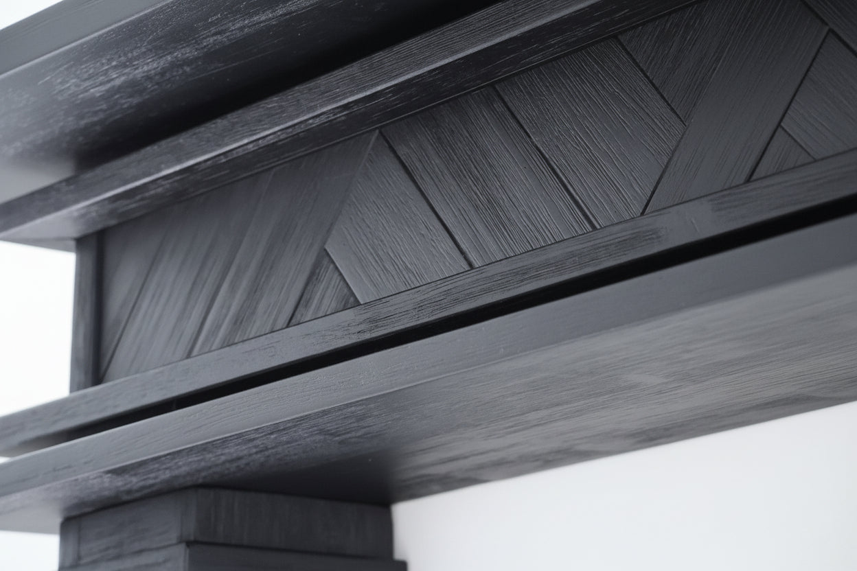 1.7m Full Fireplace Mantel Surround | Solid Acacia Hardwood | Black