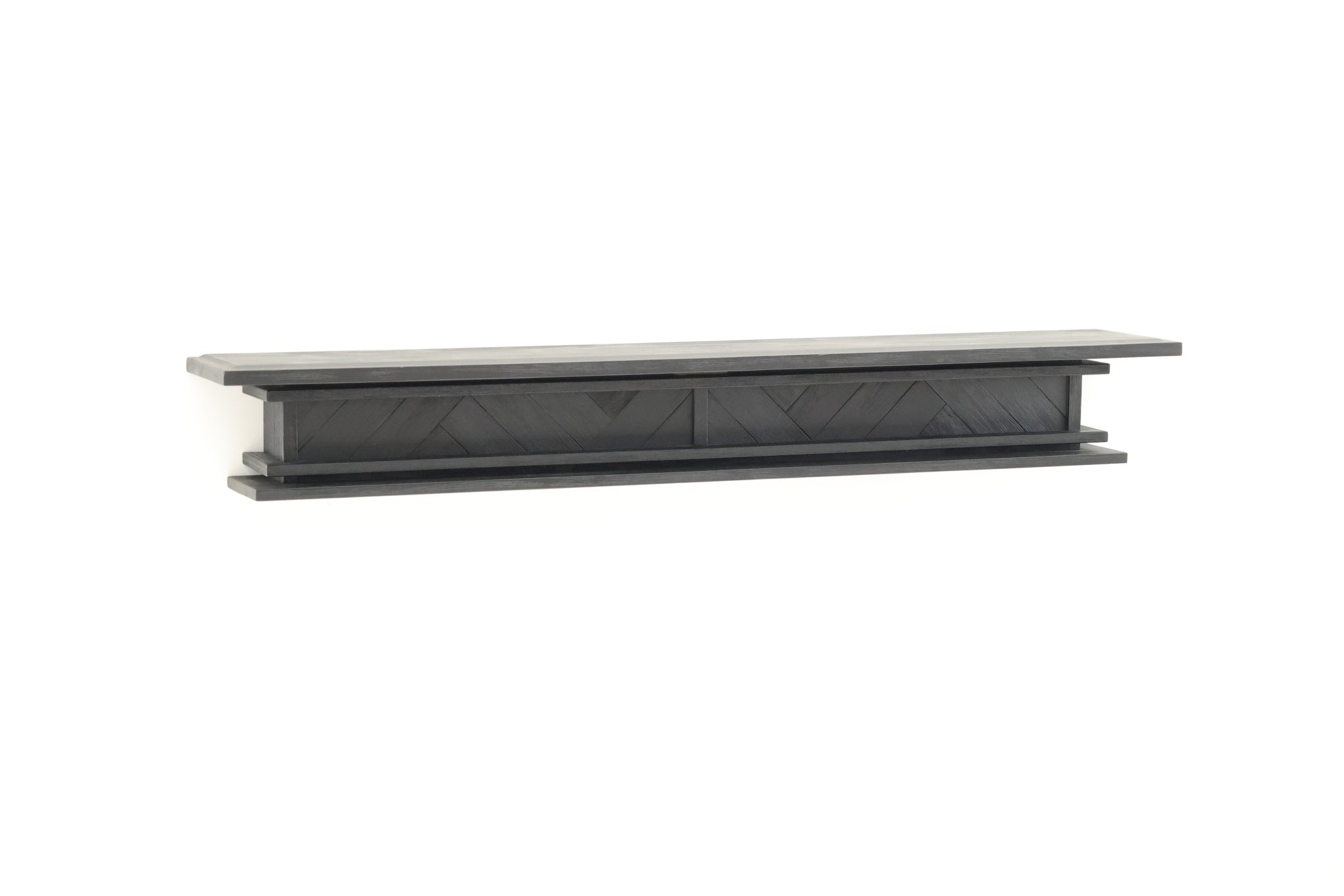 1.7m Floating Fireplace Mantel | Solid Acacia Hardwood | Black
