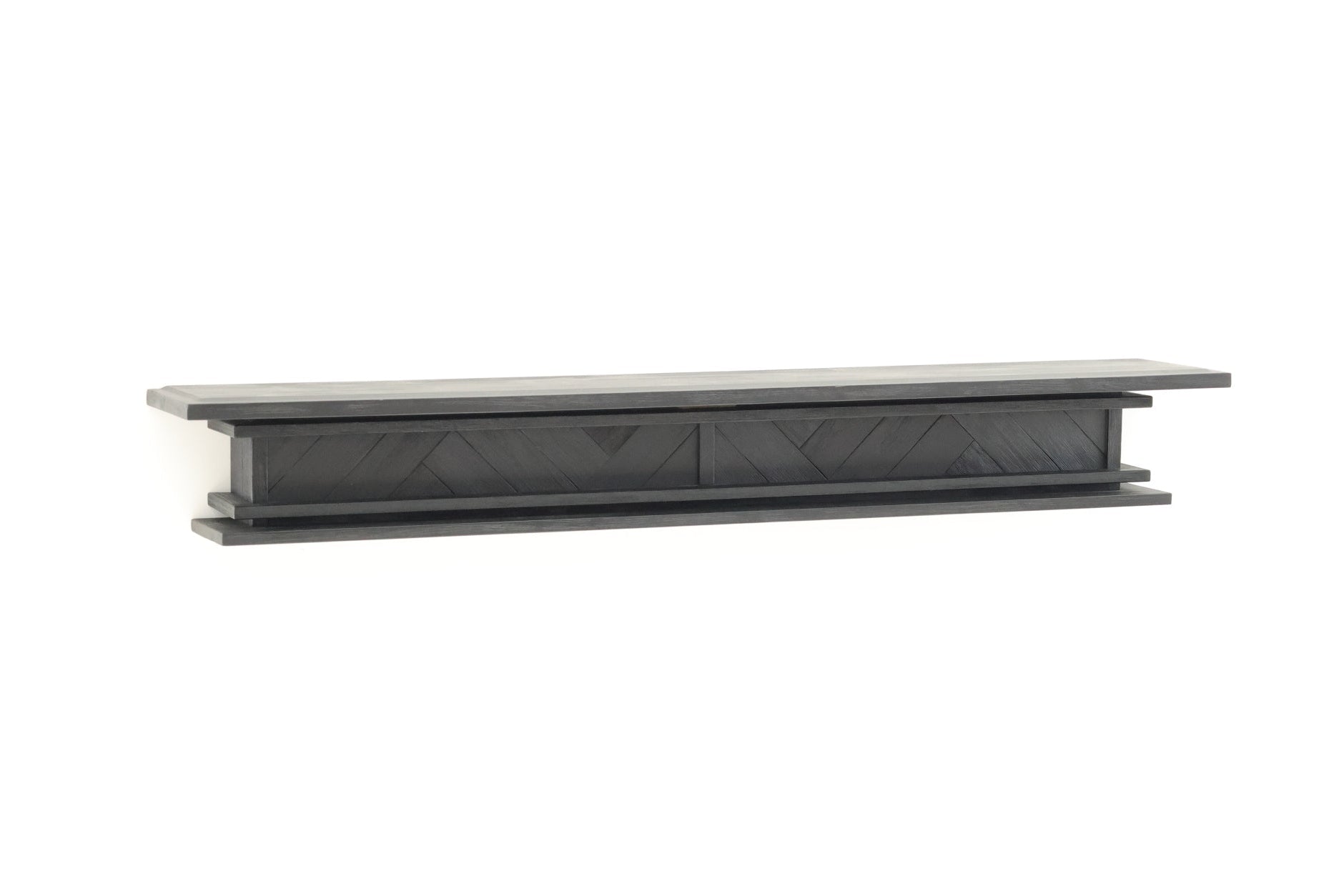 1.7m Floating Fire Mantel | Solid Hardwood | Black