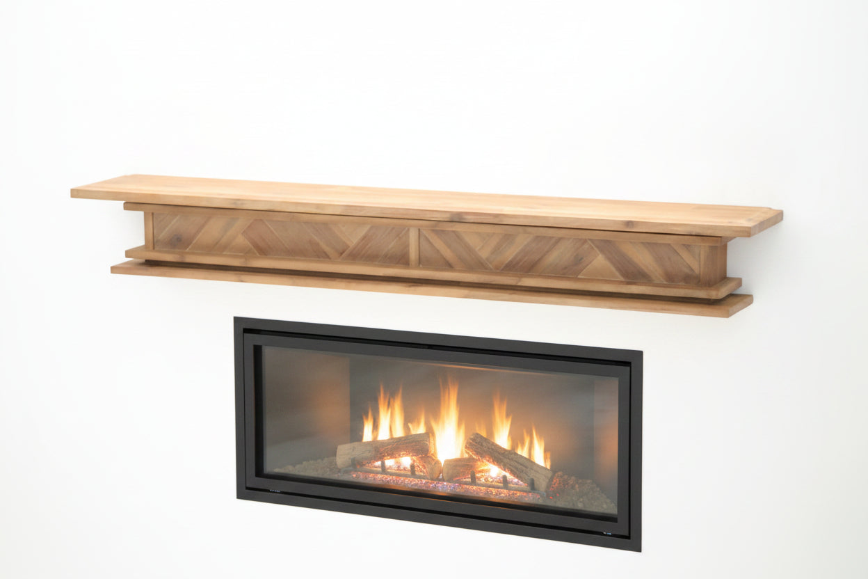 1.7m Floating Fireplace Mantel | Solid Acacia Hardwood | Natural Timber