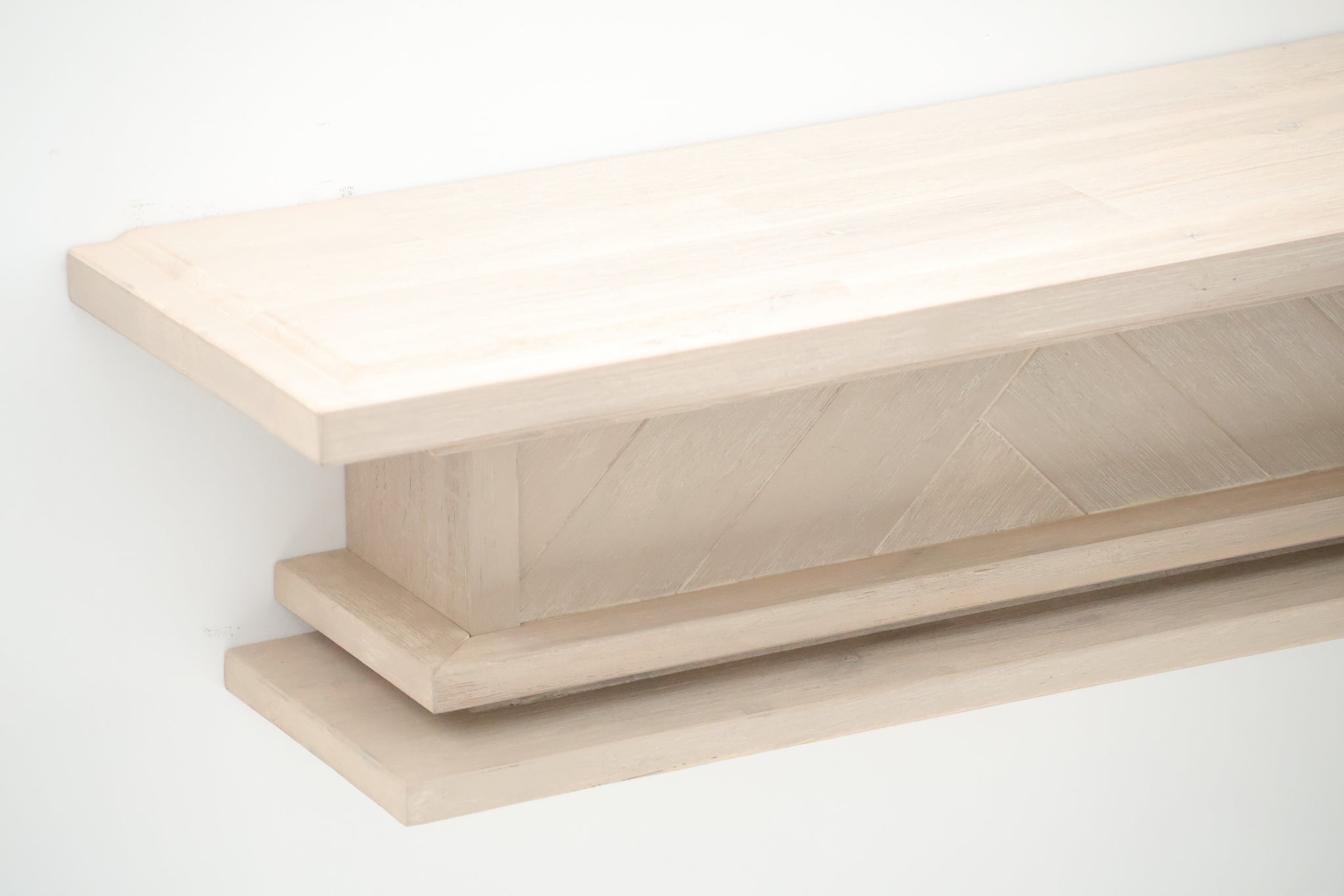 1.7m Floating Fireplace Mantel | Solid Acacia Hardwood | White