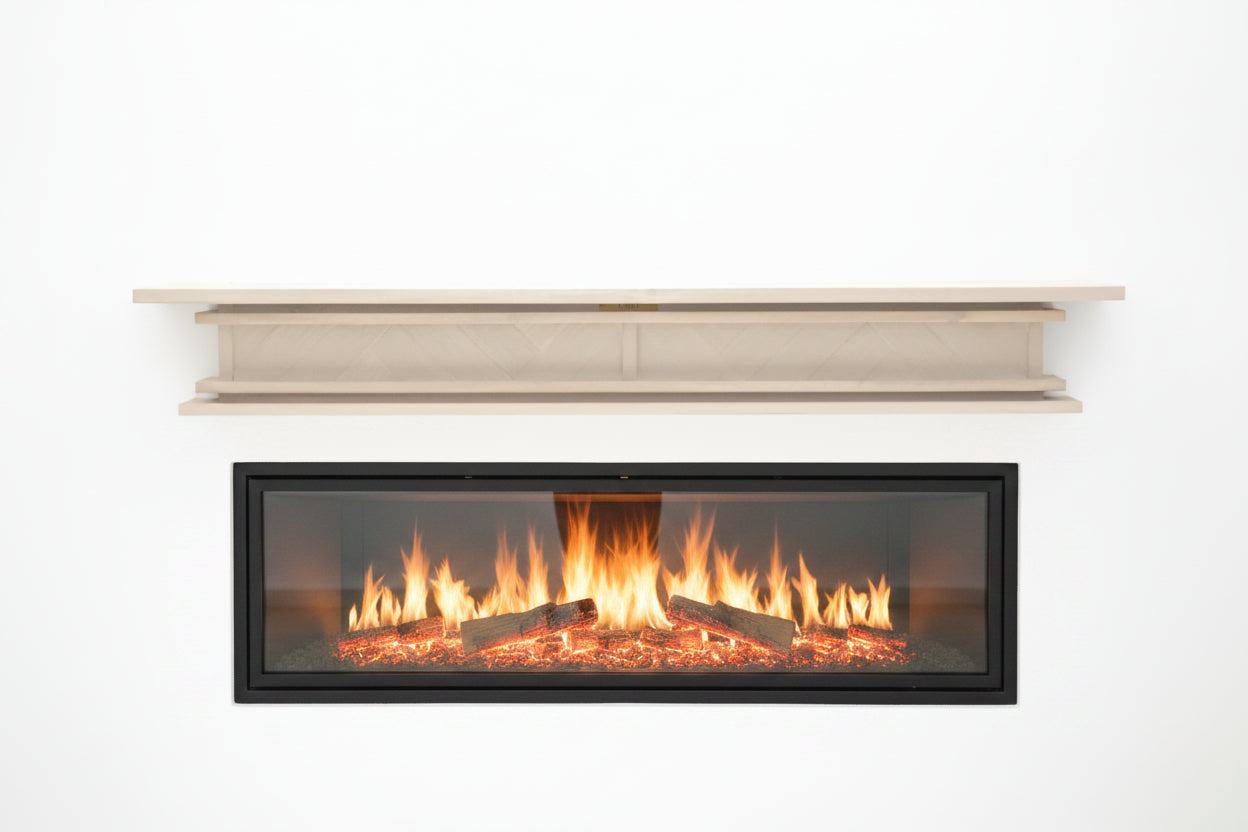 1.7m Floating Fireplace Mantel | Solid Acacia Hardwood | White