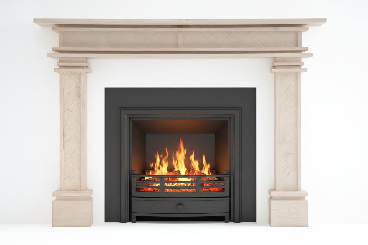 1.7m Full Fireplace Mantel Surround | Solid Acacia Hardwood | White