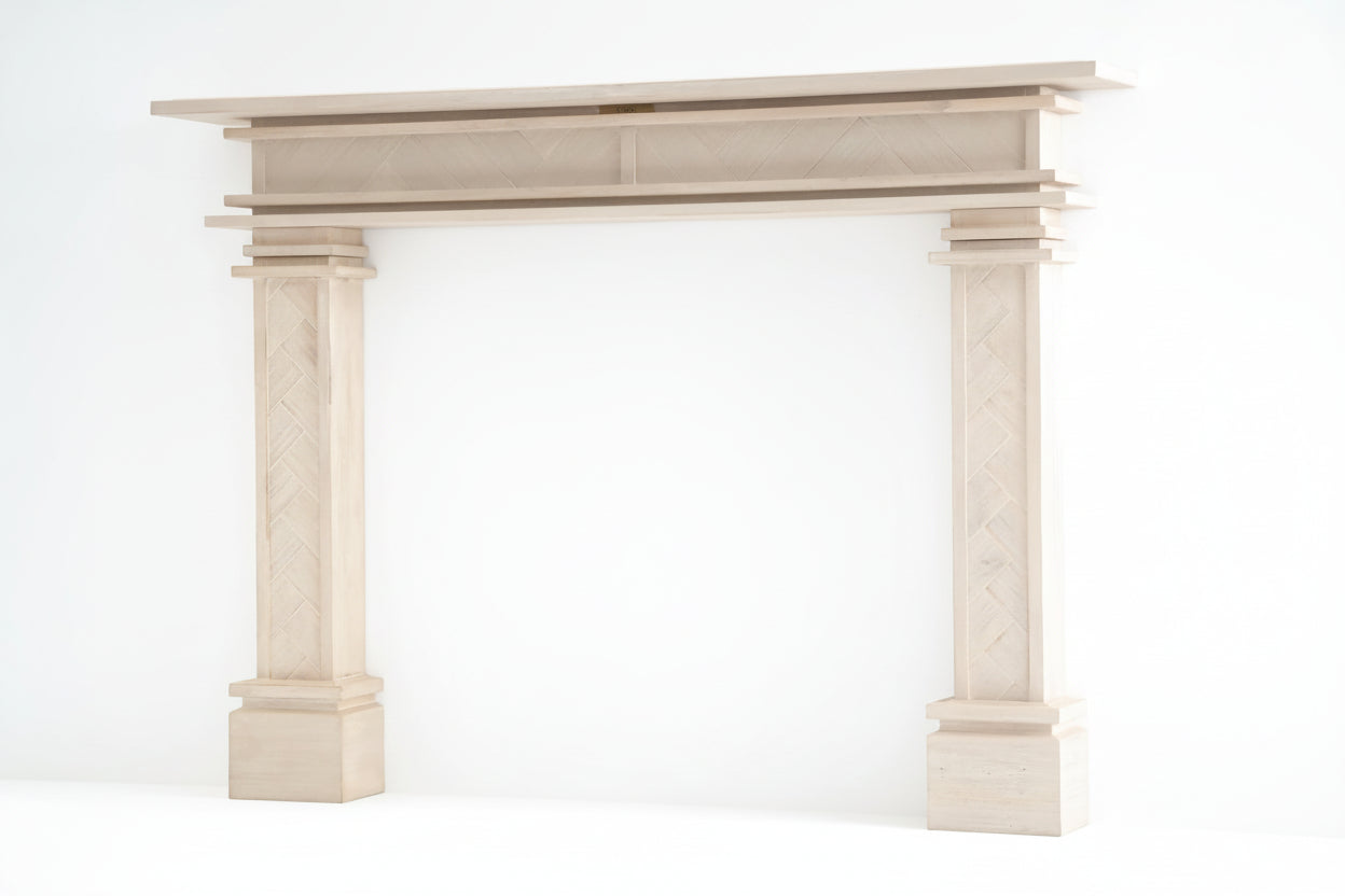 1.7m Full Fireplace Mantel Surround | Solid Acacia Hardwood | White