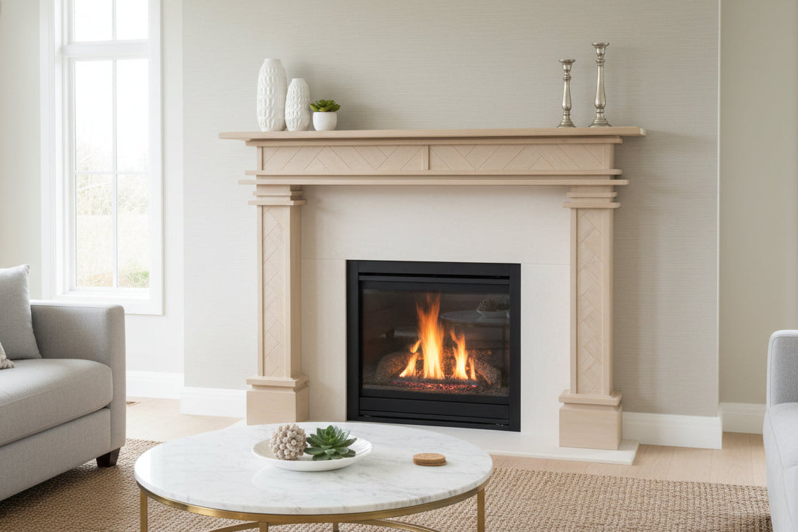 1.7m Full Fireplace Mantel Surround | Solid Acacia Hardwood | White