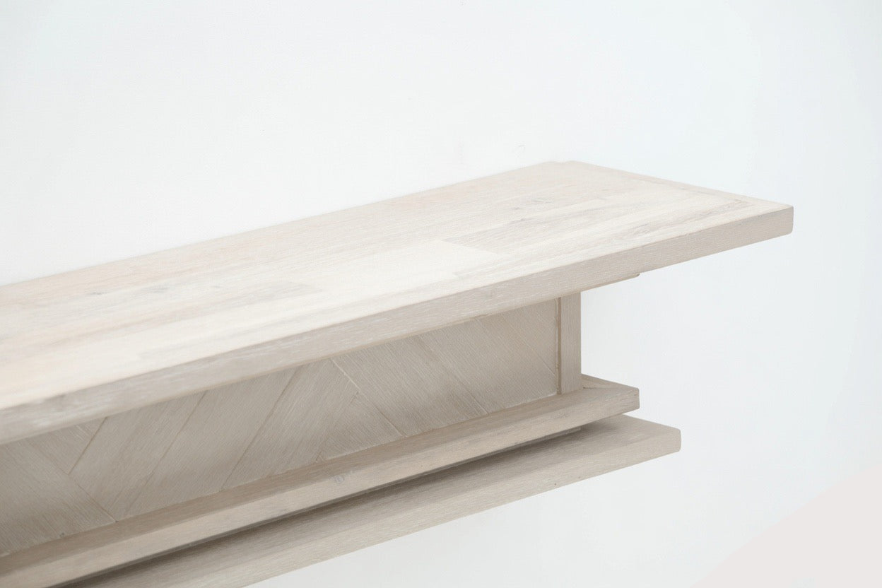 1.7m Floating Fireplace Mantel | Solid Acacia Hardwood | White