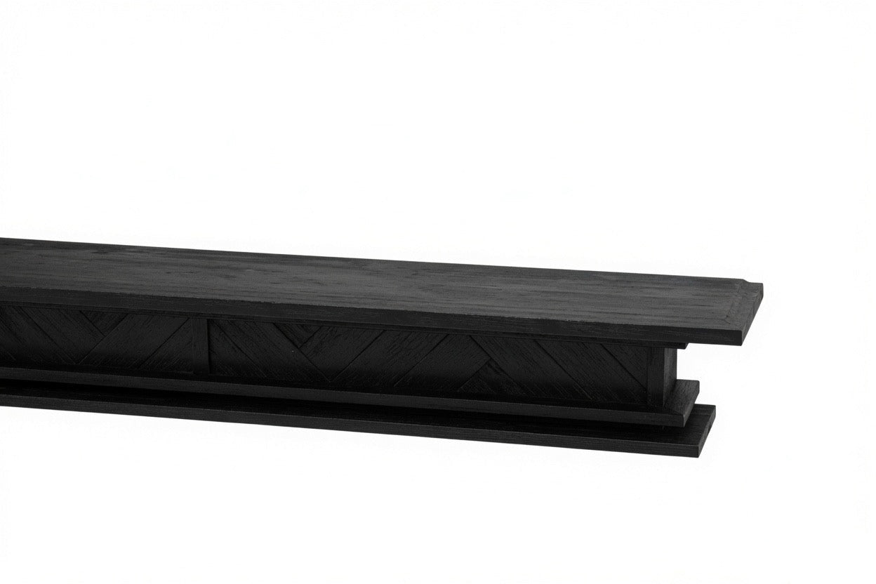 1.7m Floating Fireplace Mantel | Solid Acacia Hardwood | Black