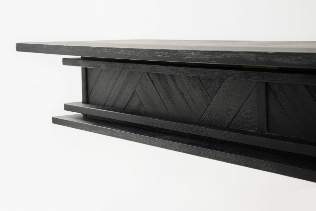 1.7m Floating Fireplace Mantel | Solid Acacia Hardwood | Black