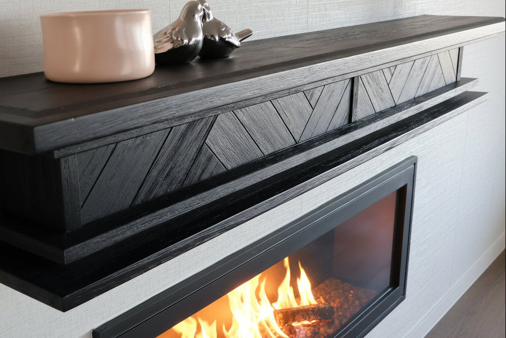 1.5m Floating Fire Mantel | Solid Hardwood | Black