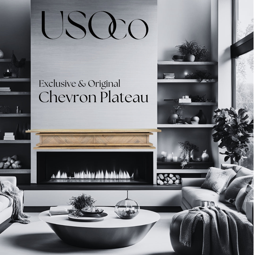 1.5m Chevron Plateau - Genuine Acacia | Floating Fire Mantel