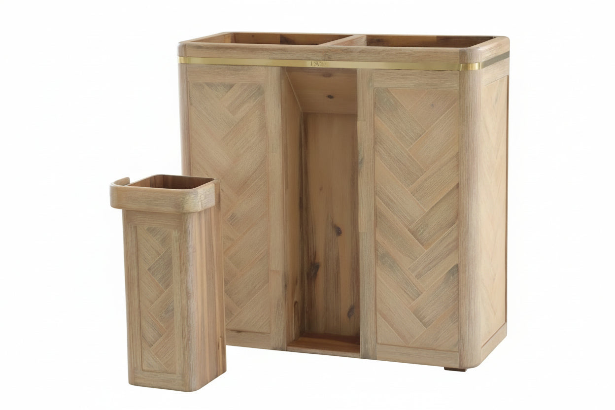 Double Laundry Hamper with Delicates Drawer | Natural