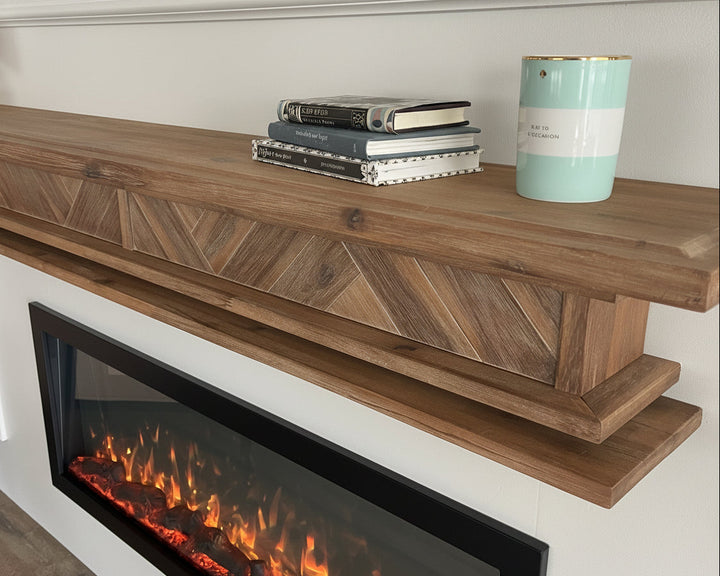 1.7m Floating Fire Mantel | Solid Hardwood