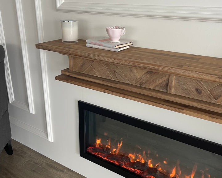 1.5m Floating Fire Mantel | Solid Hardwood