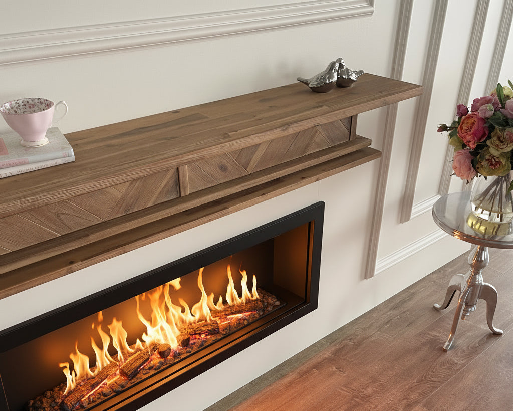 1.7m Floating Fire Mantel | Solid Hardwood