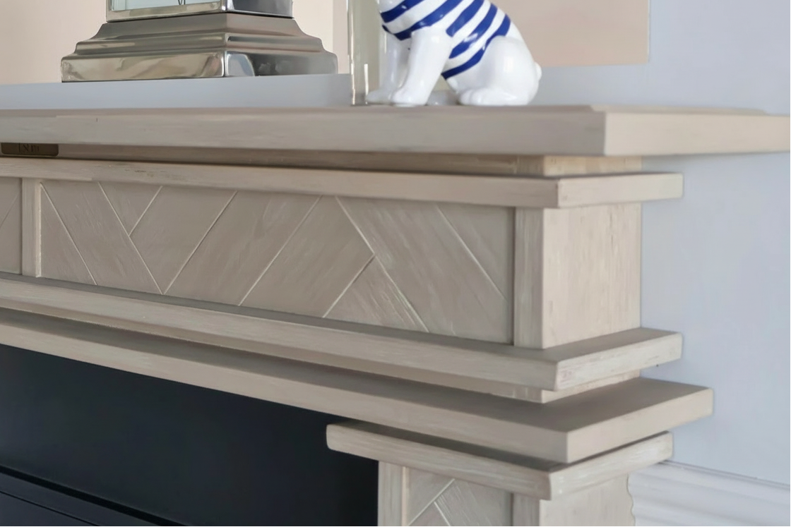 1.5m Full Fire Mantel Surround | Solid Hardwood | White Wash