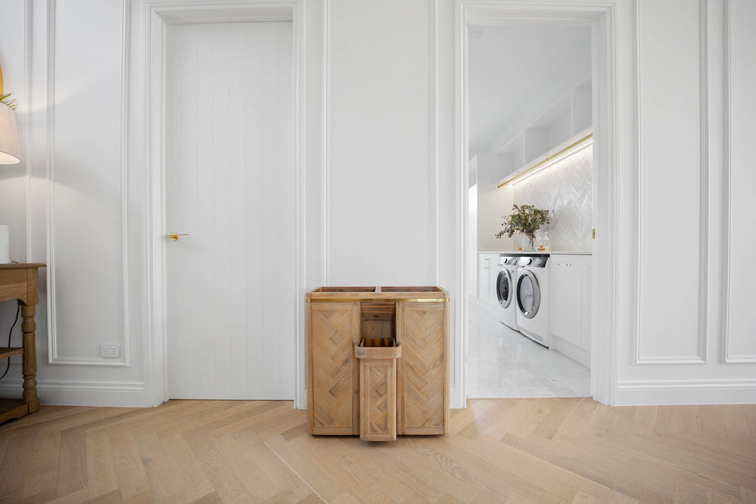 Double Laundry Hamper with Delicates Drawer