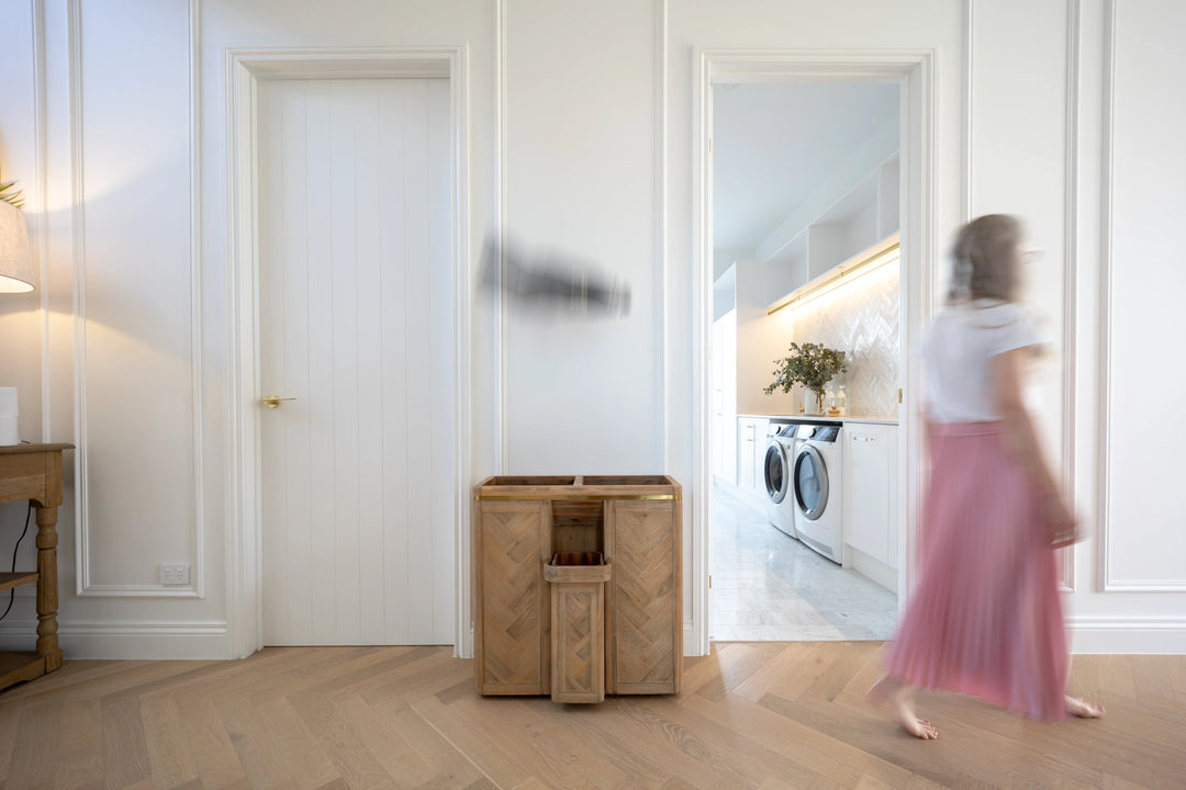 Double Laundry Hamper with Delicates Drawer