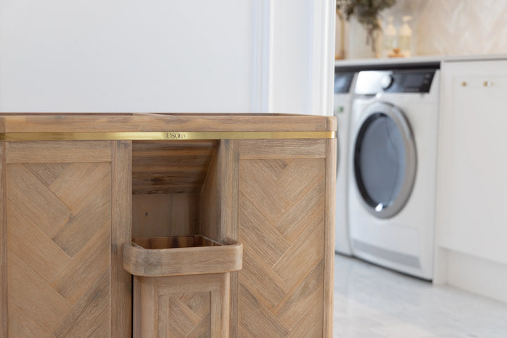Double Laundry Hamper with Delicates Drawer