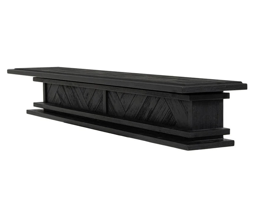1.5m Floating Fireplace Mantel | Solid Acacia Hardwood | Black