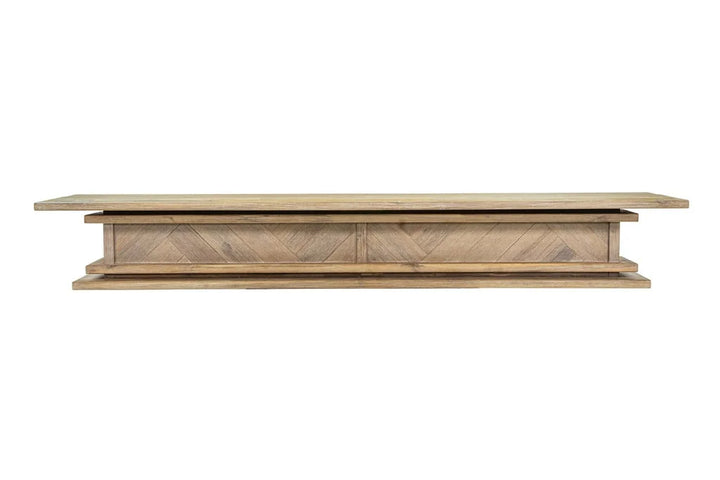 1.7m Chevron Grande Plateau - Genuine Acacia | Floating Fire Mantel