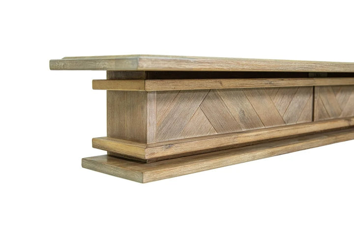 1.5m Chevron Plateau - Genuine Acacia | Floating Fire Mantel