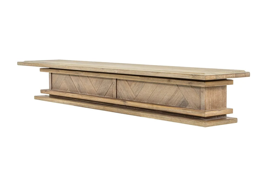 1.7m Chevron Grande Plateau - Genuine Acacia | Floating Fire Mantel