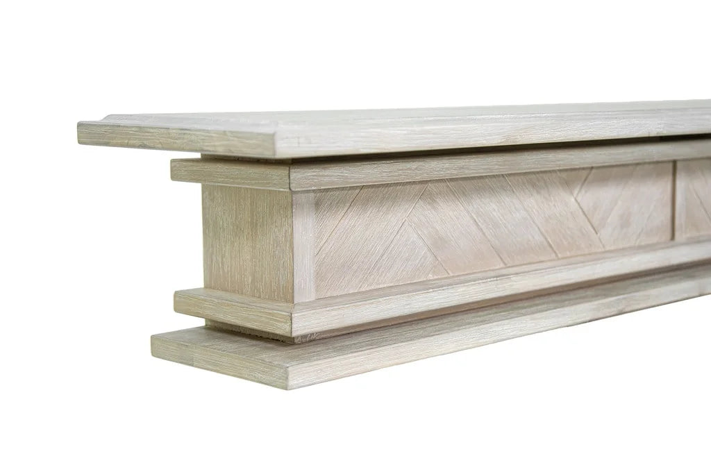 1.5m Floating Fire Mantel | Solid Hardwood | White Wash