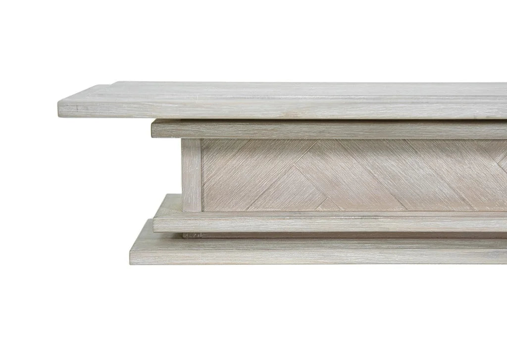 1.7m Floating Fire Mantel | Solid Hardwood | White Wash