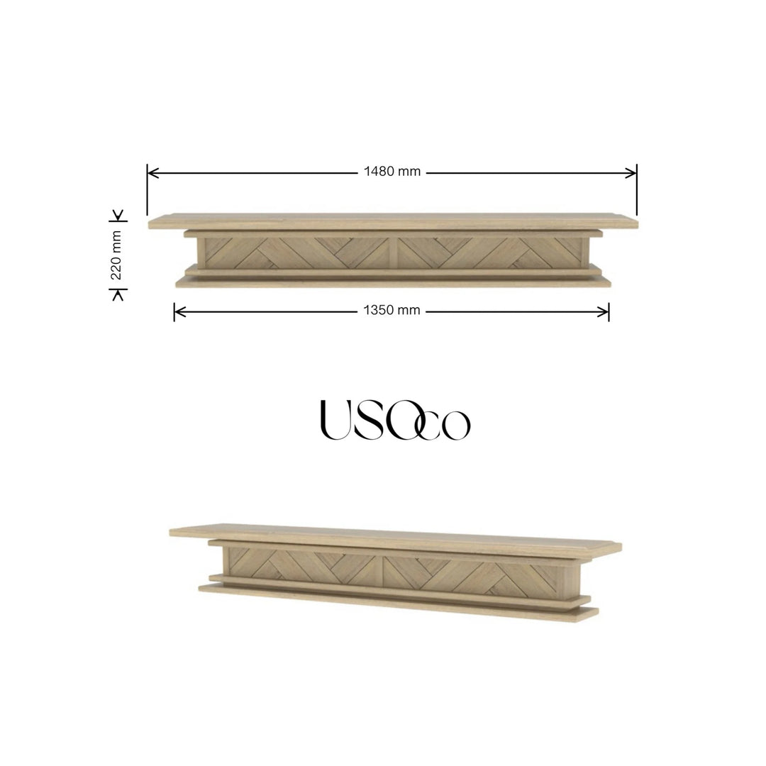 1.5m Floating Fire Mantel | Solid Hardwood